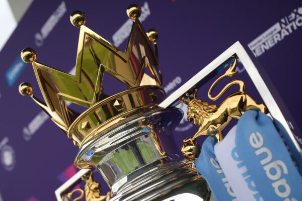 A close-up image of the premier league trophy